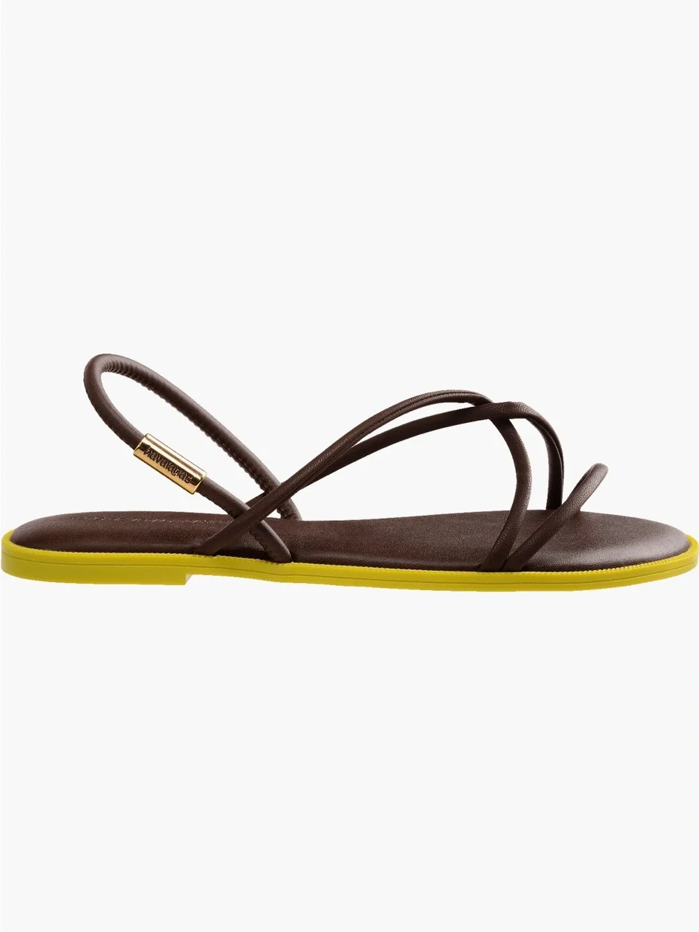 Havaianas Brown Strappy Sandals with Yellow Edge - Picture 4 of 12
